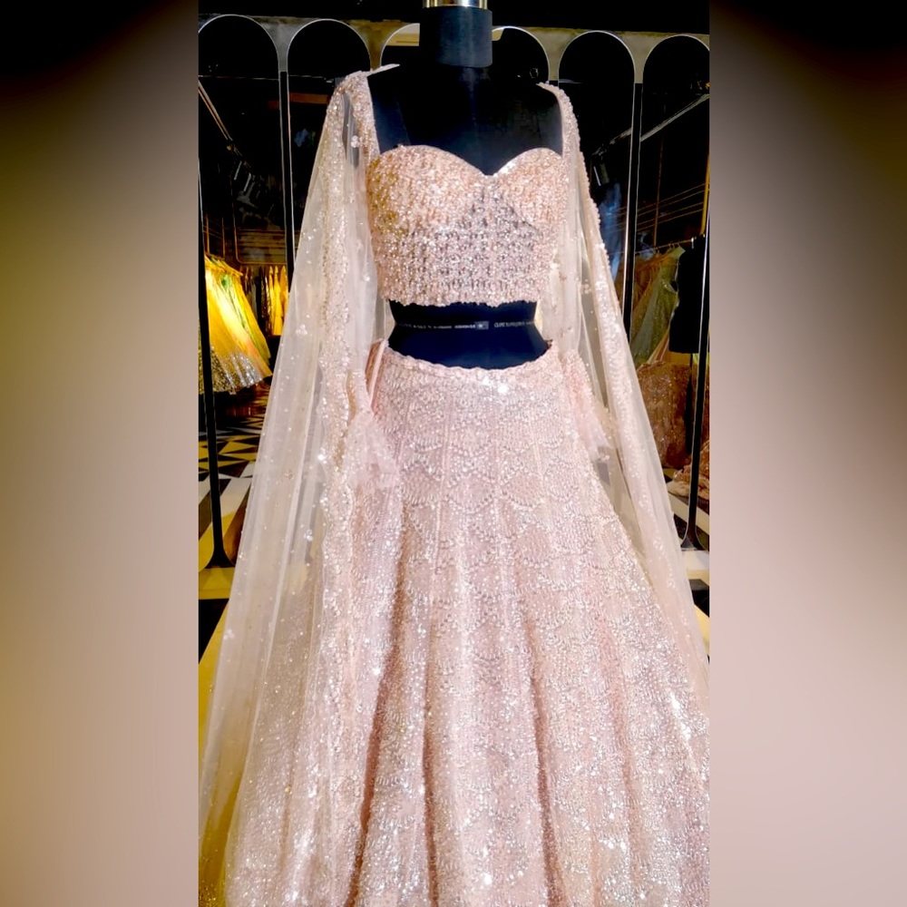 Seema Gujral blush pink with sequins all over lehenga